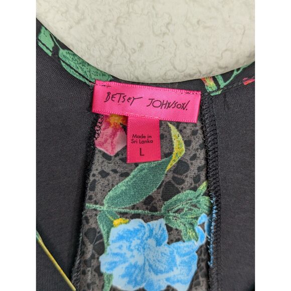 NWT BETSEY JOHNSON Tank Culotte Pants Pajama Set Sz L Floral Print Flowy Boho - Picture 9 of 13